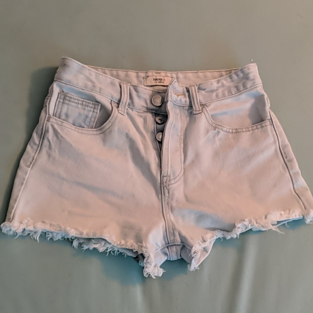 Distressed high rise jeans shorts